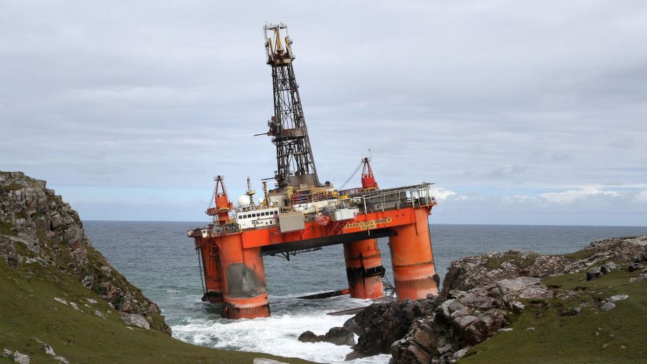 The Transocean Winner grounded at Dalmore Bay on Lewis in August