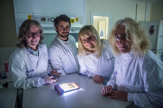 Picture: L to R - RGU Professor Linda Lawton, Knowledge Transfer Partnership Associate Josh Burns, NCIMB curator Dr Samantha Law and Dr Christine Edwards.