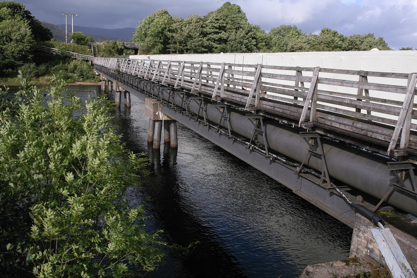 Soldiers' Bridge footbridge over the River Lochy in Lochaber