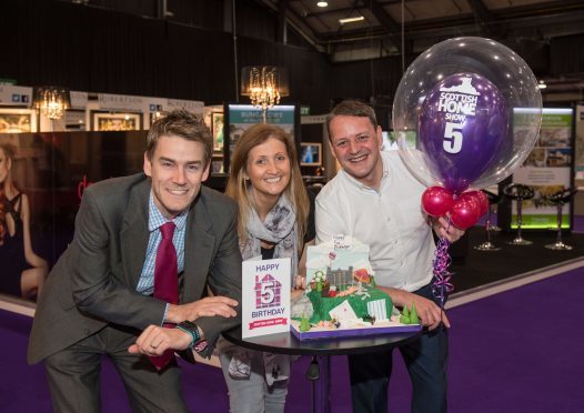 Photo (left to right): Peter Best, Sales Manager, Dandara; Anna MacKenzie, Senior Sales Manager at Aberdeen Exhibition and Conference Centre; Darren Ross, Director at Scottish Home Show. 
Picture by Michal Wachucik / Abermedia