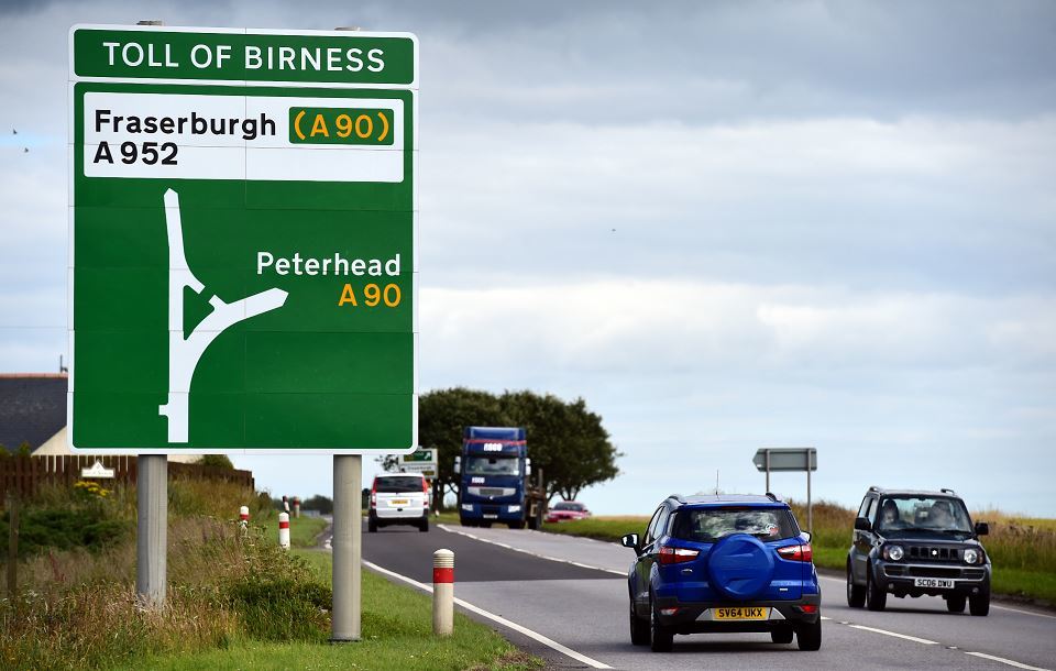 A90 north of Aberdeen