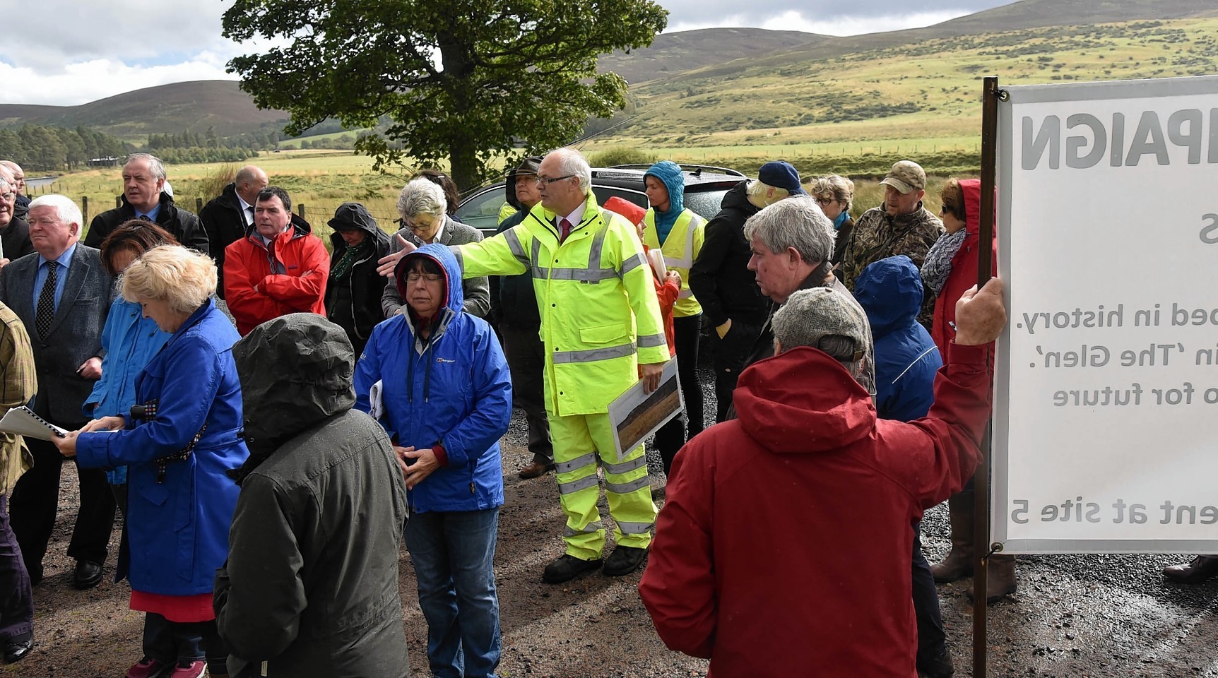 Protesters at the Tomatin Sub Station site visit.