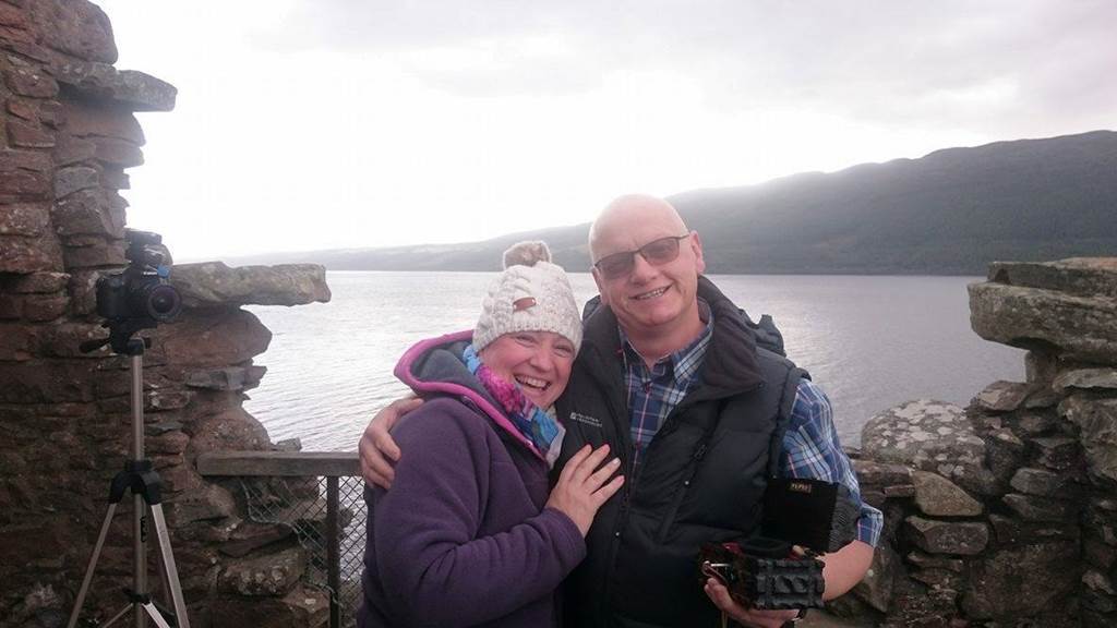 Vanessa Williams with her fiance Michael Clark who proposed at Urquhart Castle