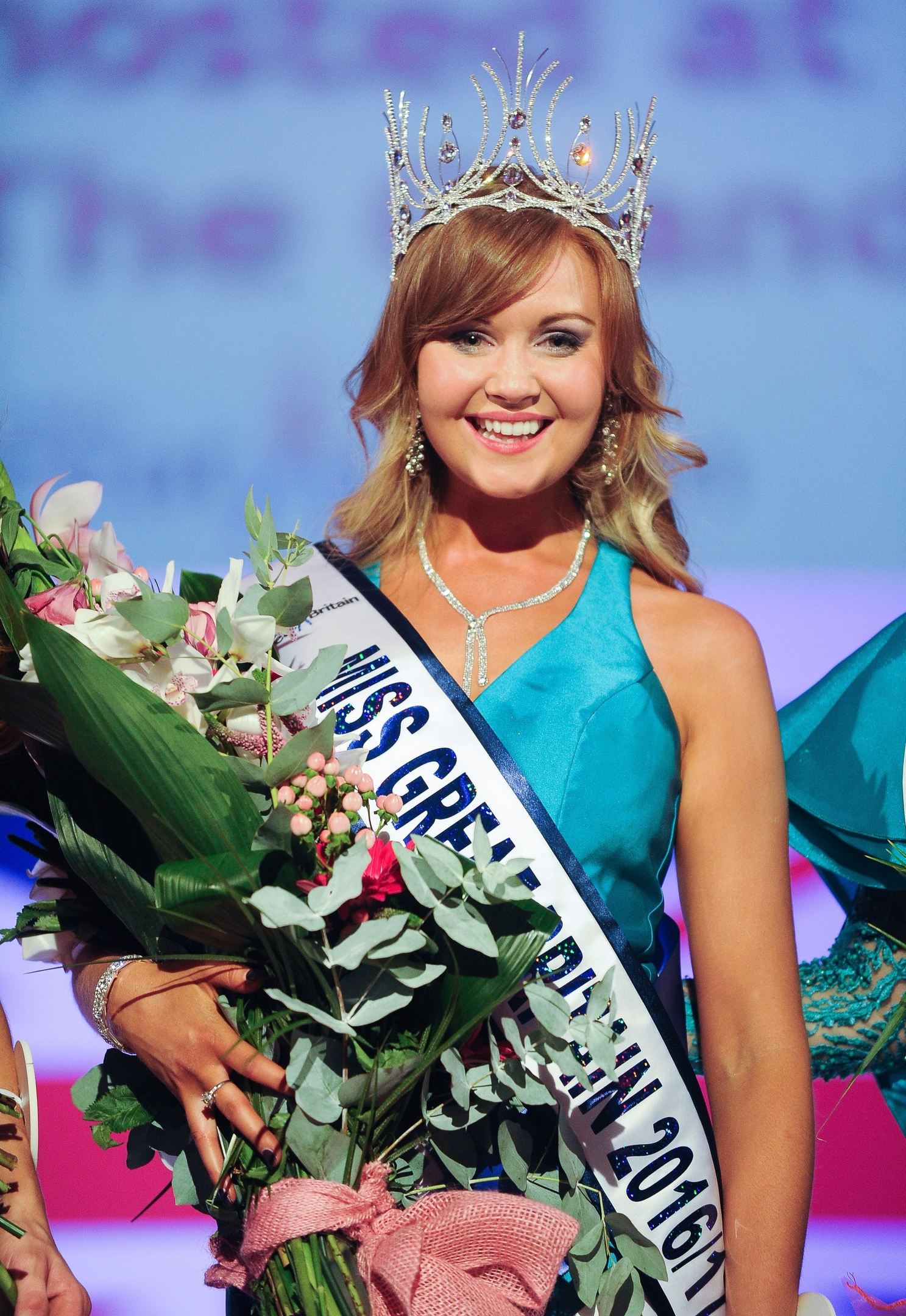 Miss Great Britain 2016 final held at Athena in Leicester. Miss Aberdeen - Ursula Carlton is crowded Miss Great Britain 2016.