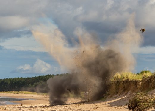 The controlled explosion carried out a week ago at Kingsteps, Nairn East Beach