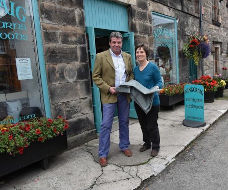 Shaun and Pat Ashe at Kincraig Fabrics, Brora.