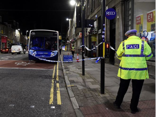 A man has died in hospital after he was hit by a bus in Aberdeen. (Picture: Jim Irvine).