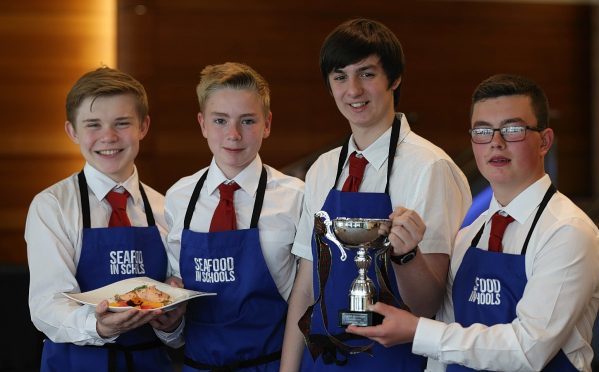 (Left to right) Fraser Nicol,Flett Marshal,Ewan McAtire,Jay Brady from Glen Urquhart High School