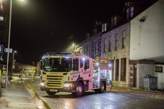 Emergency services at the fire in Fraserburgh