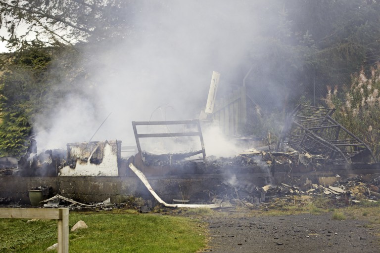 The cabin after the blaze