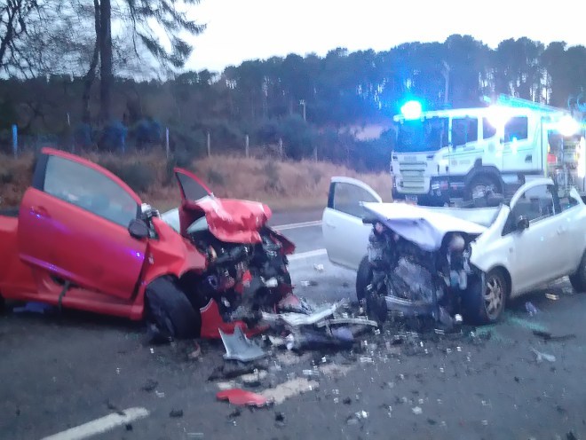 The two drivers and passenger in each car were all taken to hospital following the crash on the A96 near Lhanbryde.