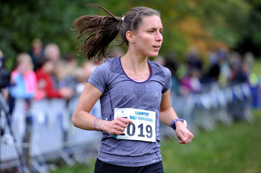 Winner of the half marathon for women, Josephine Anselin, France, now in Aberdeen, no club.