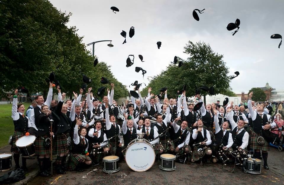 The Buchan Peterson Pipe Band celebrate.