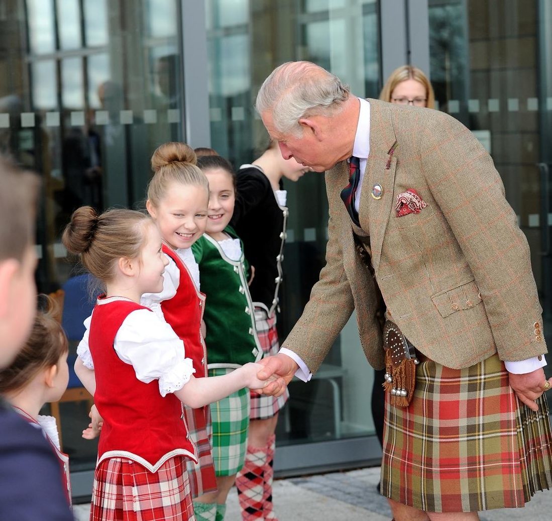 HRH watches some of the young Highland Dancers as he leaves the Nicolson Institute.

Pics and video by Sandy McCook