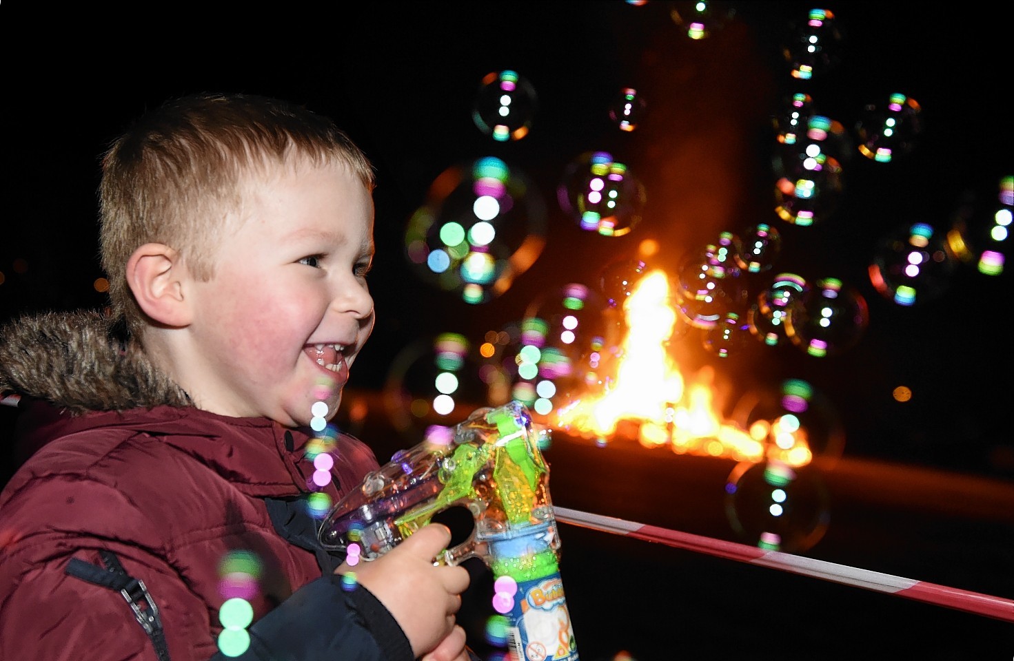 Declan Dempster enjoying Ellon Bonfire and Fireworks Display