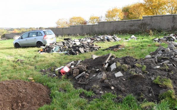 Mess left by travellers at Fetteresso Grave Yard, Stonehaven.