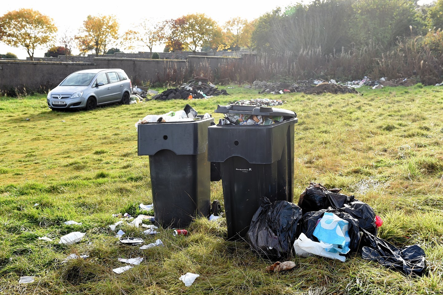 Mess left by travellers at Fetteresso Grave Yard, Stonehaven.