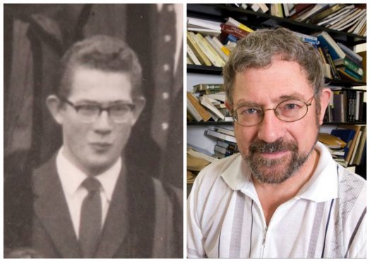 Michael Kosterlitz in his youth at the University of Cambridge (left) and more recently