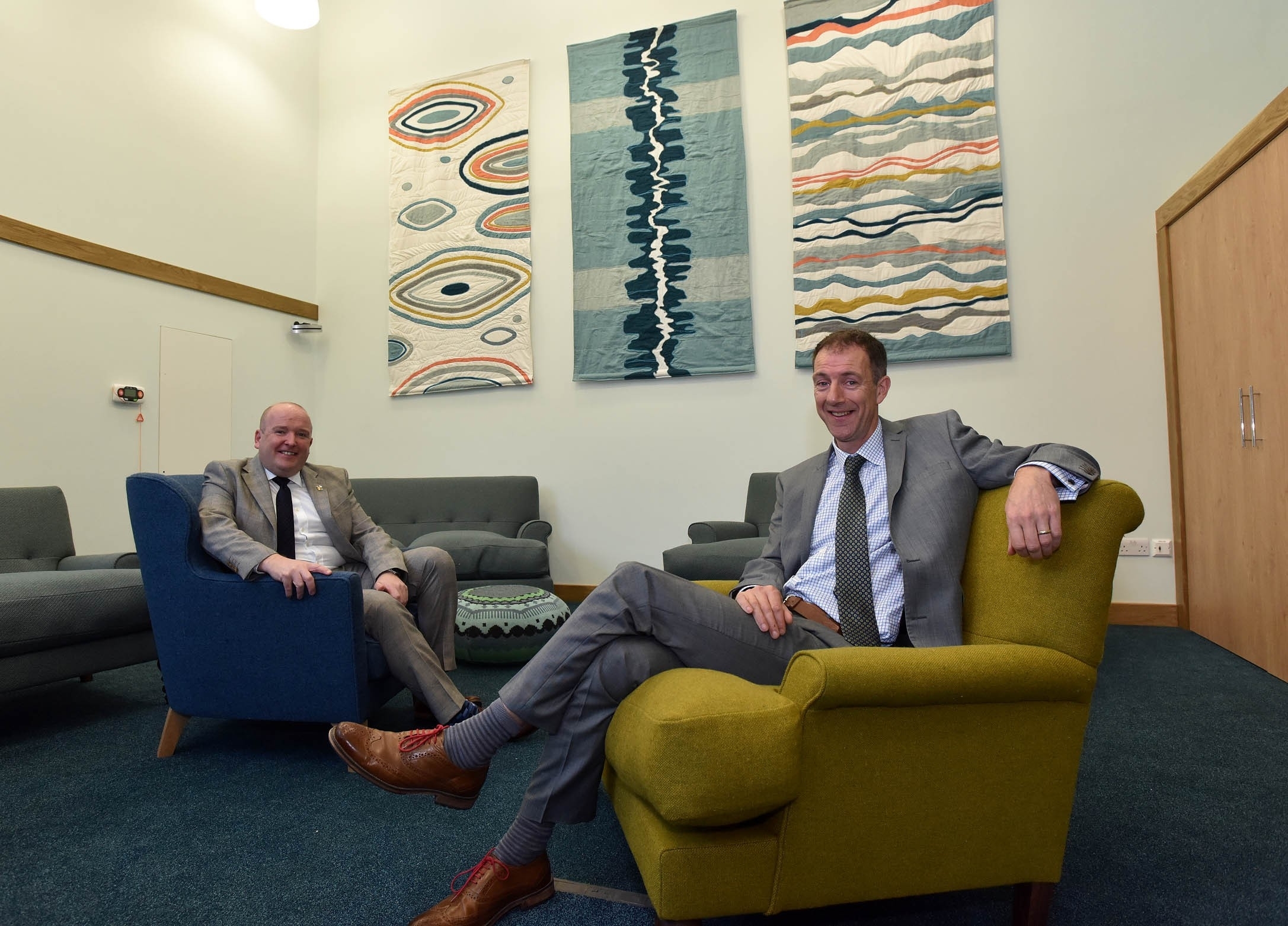 Kenny Steele, Chief Executive Officer of the Highland Hospice (right) in "The Sanctuary" with Norman Macdonald Highland Hospioce Chairman.