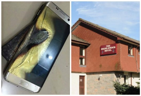 The Samsung device caught fire in the Highlander Hotel, Newtonmore