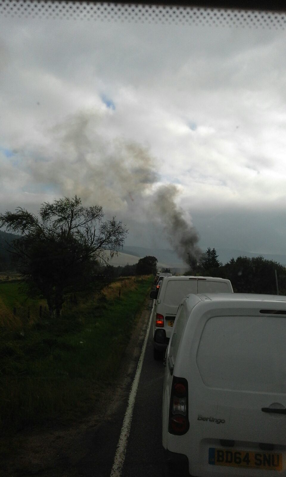 There were tailbacks along the A939 as firefighters attended the scene