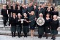 Royal National Mod, Stornoway 2016 Winners of the Lorn Shield for the first time, Barra Gaelic Choir with their conductor Lisa MacNeil in the centre.