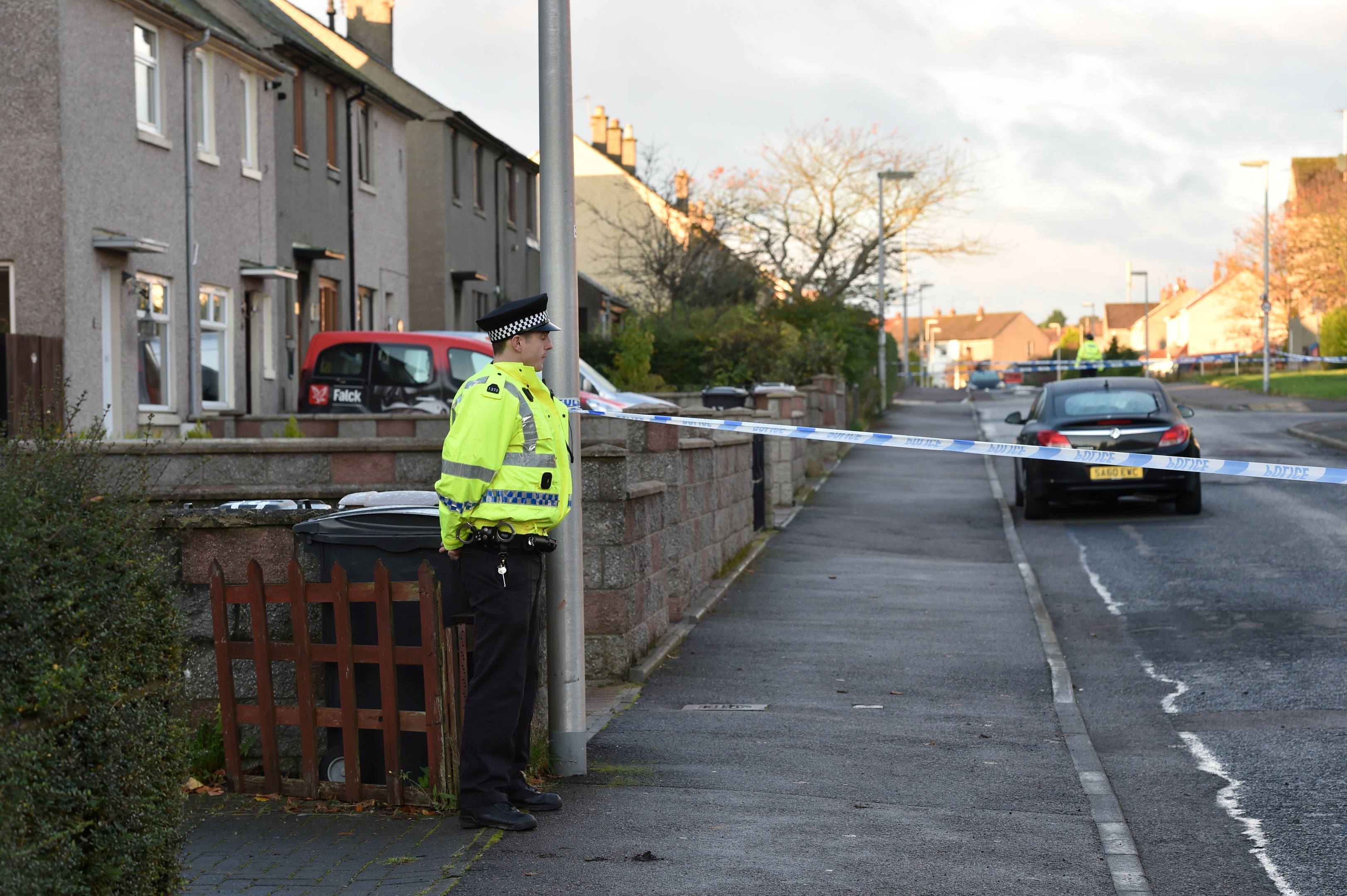 A heavy police presence at Arnage Place, Mastrick. 