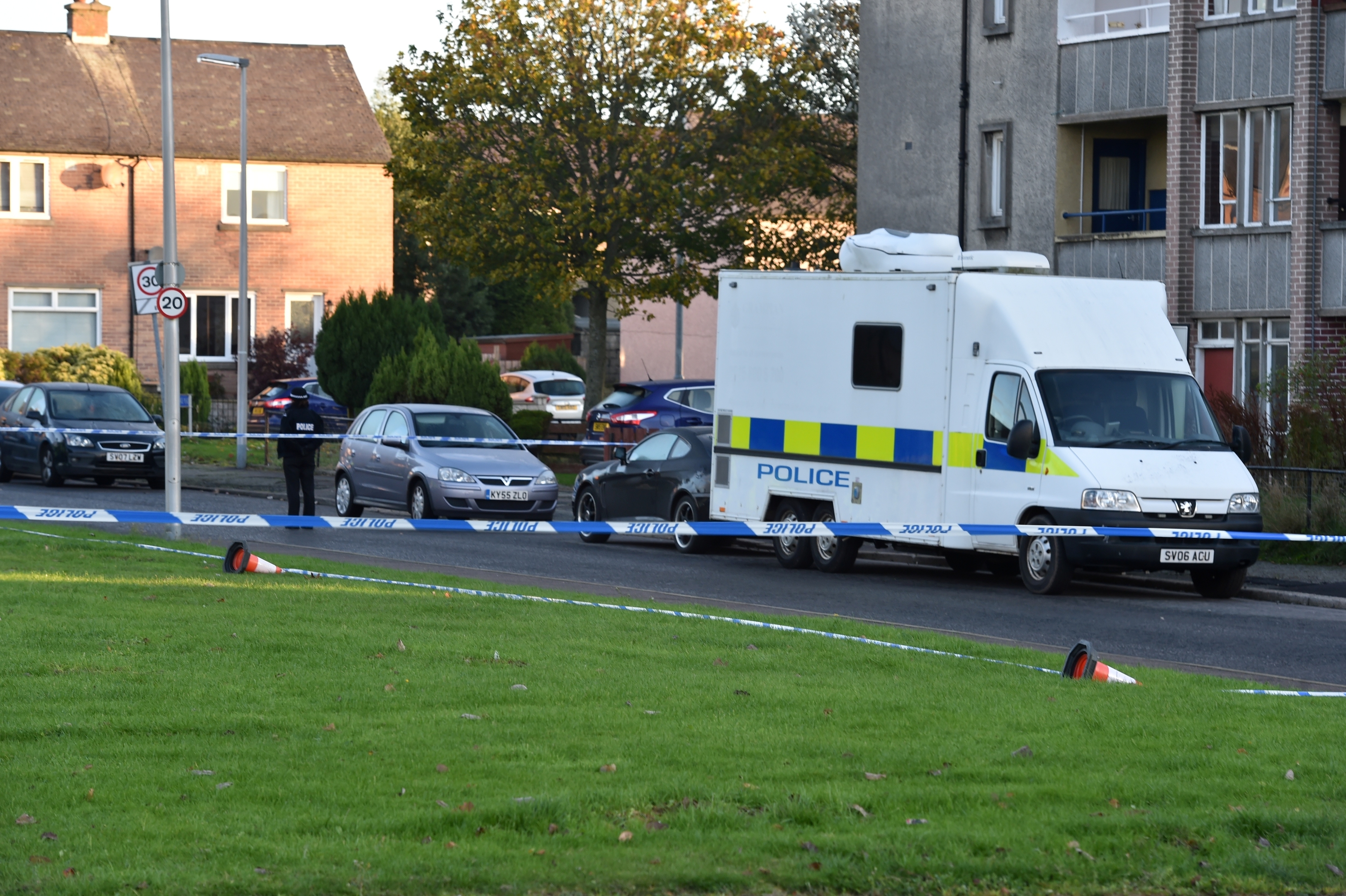 A heavy police presence at Arnage Place, Mastrick.