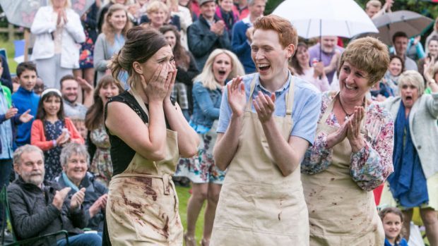 For use in UK, Ireland or Benelux countries only Undated BBC handout photo of Jane Beedle (right), Andrew Smyth and Candice Brown, who has been crowned champion of this year's Great British Bake Off.