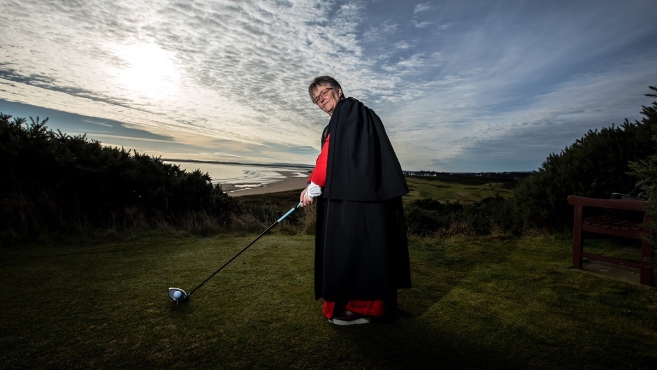 Reverend Susan Brown playing golf