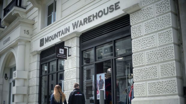 Outside of Mountain Warehouse store.