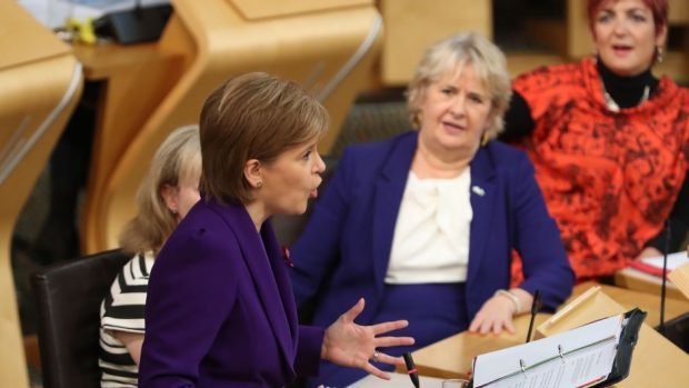 Nicola Sturgeon during First Minister's Questions at the Scottish Parliament in Edinburgh
