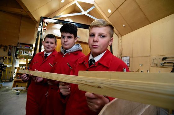 Students help launch the boat building course in Portsoy.