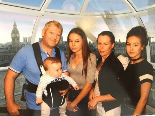 The family of Neringa Narusyte. Step dad Colin Milne with baby Jay, Naringa, mum Ilona and sister Erika.