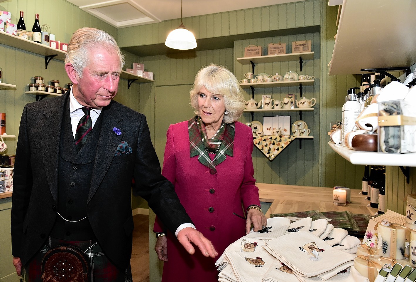 The Duke of Rothesay, Prince Charles, accompanied by Camilla the Duchess of Rothesay, previewed the new Rothesay Restaurant and Highgrove shop in Ballater. Picture by Kami Thomson