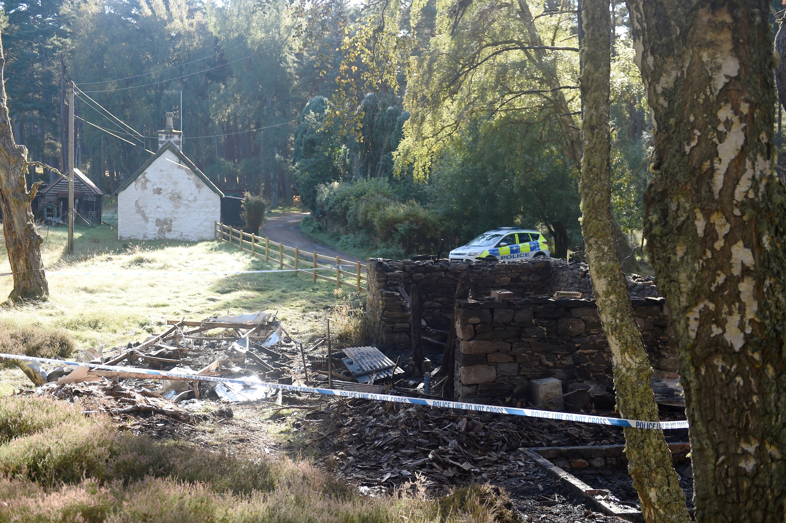 Police at the scene of the fire in Rothiemurcus