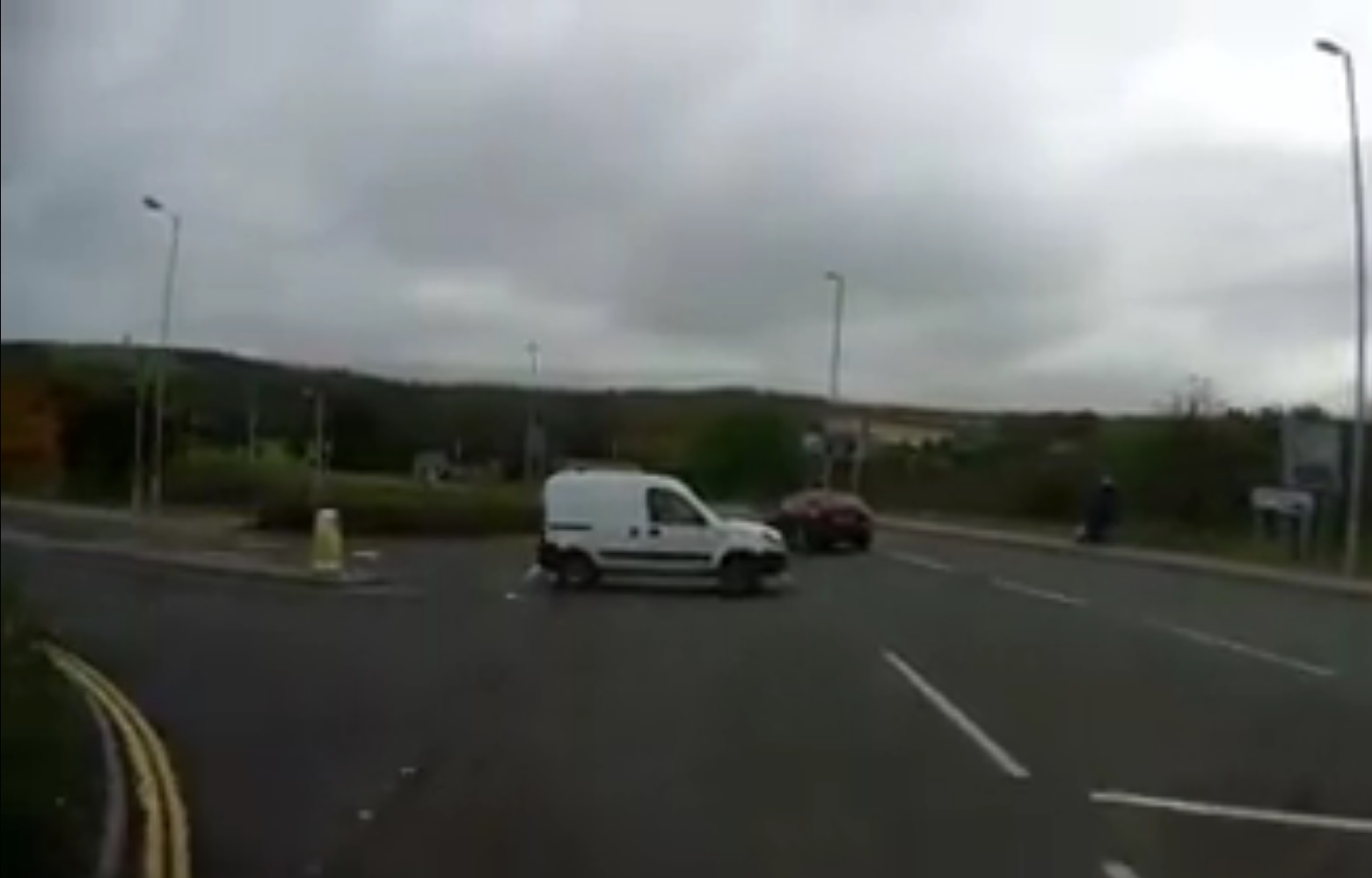 The van driver moves onto the A98 and into oncoming traffic