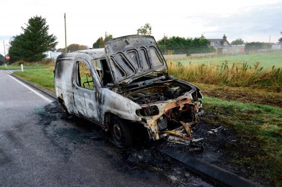 The A90 was blocked earlier after a van fire