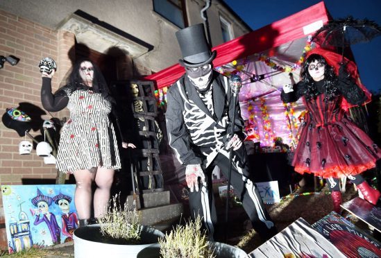 Scott Graham with Amanda Milne (left) and Claire Graham hosting a Halloween party with a Day of the Dead theme to raise money for UCAN charity. (Picture: Kevin Emslie)