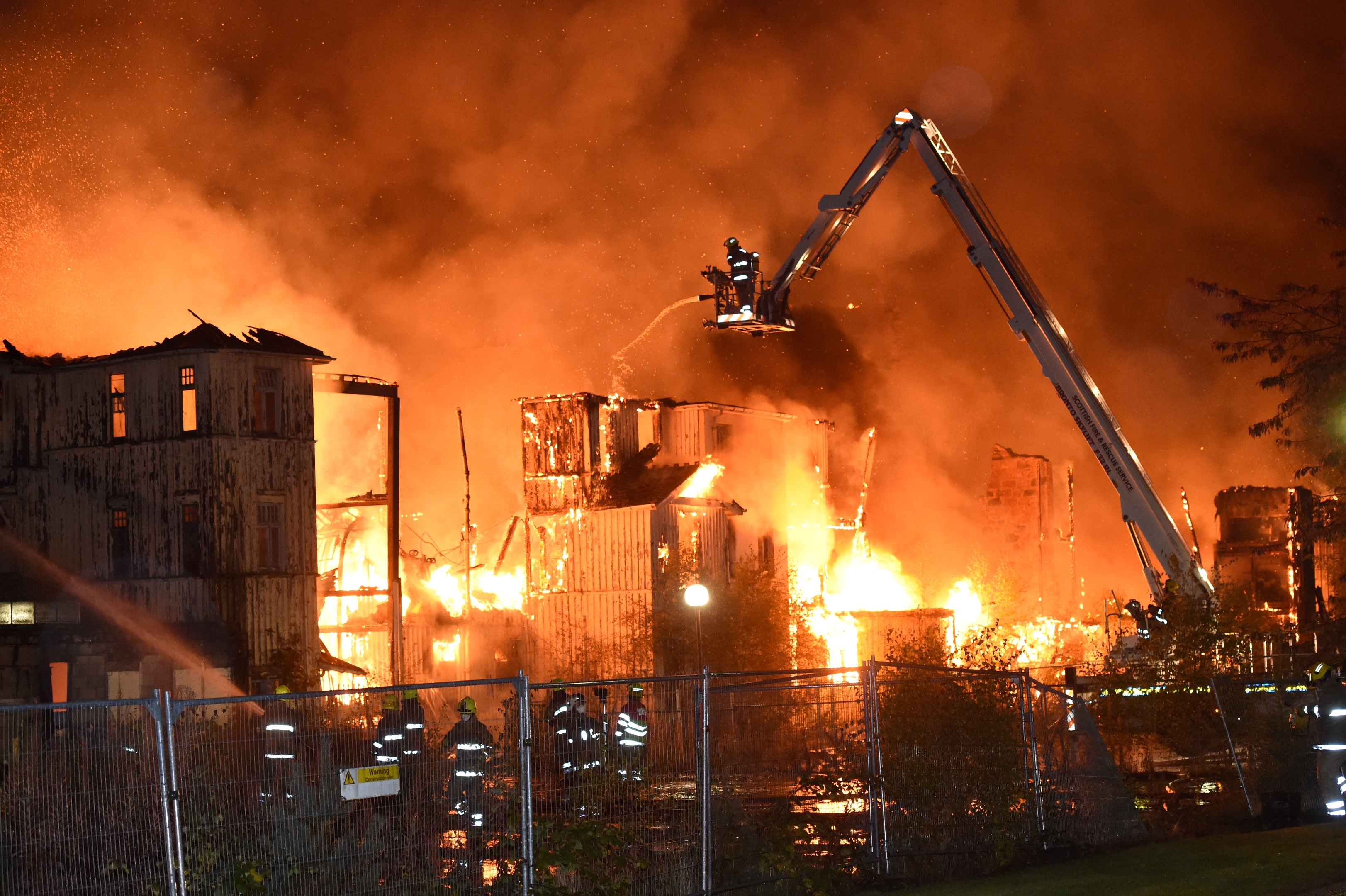 Fire and Rescue services tackle the fire at Glen O'Dee Hospital in Banchory, October 2016.