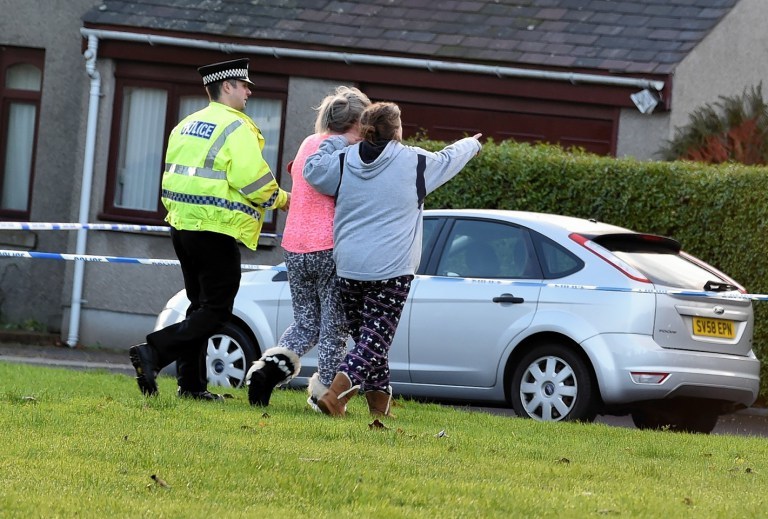 A heavy police presence at Arnage Place, Mastrick. A histerical woman is at the scene. Picture by COLIN RENNIE October 26, 2016.