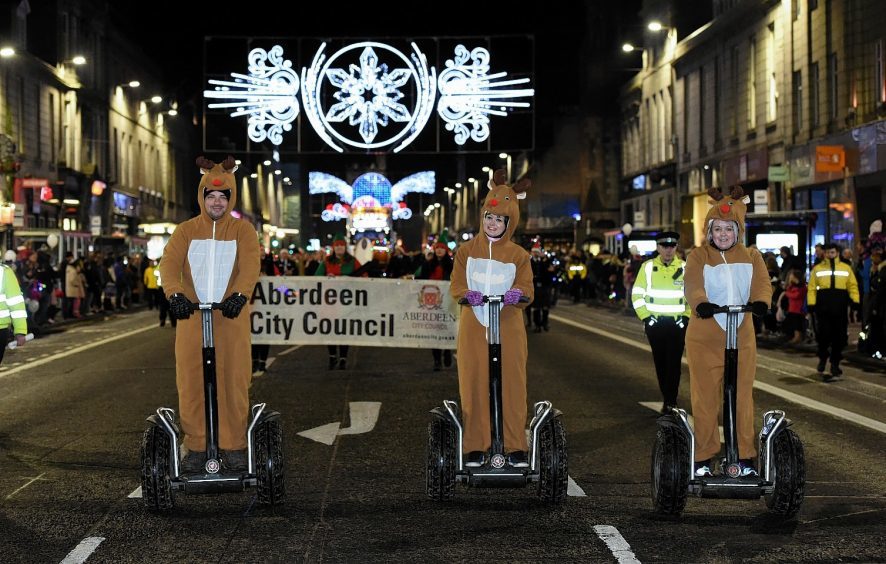 Aberdeen Christmas lights switch on parade down Union Street.