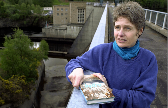 Author Emma Wood at Torr Achilty Power Station, 2002