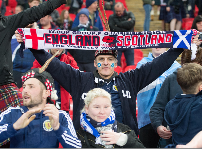 Scotland fans before the FIFA World Cup Qualifier between England and Scotland at Wembley Stadium, London, England. Picture: Ian Sneddon/Universal News And Sport