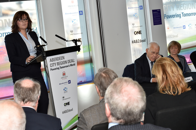 The signing of the Aberdeen City Region Deal and launch of the programme was held at Oil and Gas UK, The Exchange, Aberdeen.
(from left)  Colette Cohen. (pic by Colin Rennie)