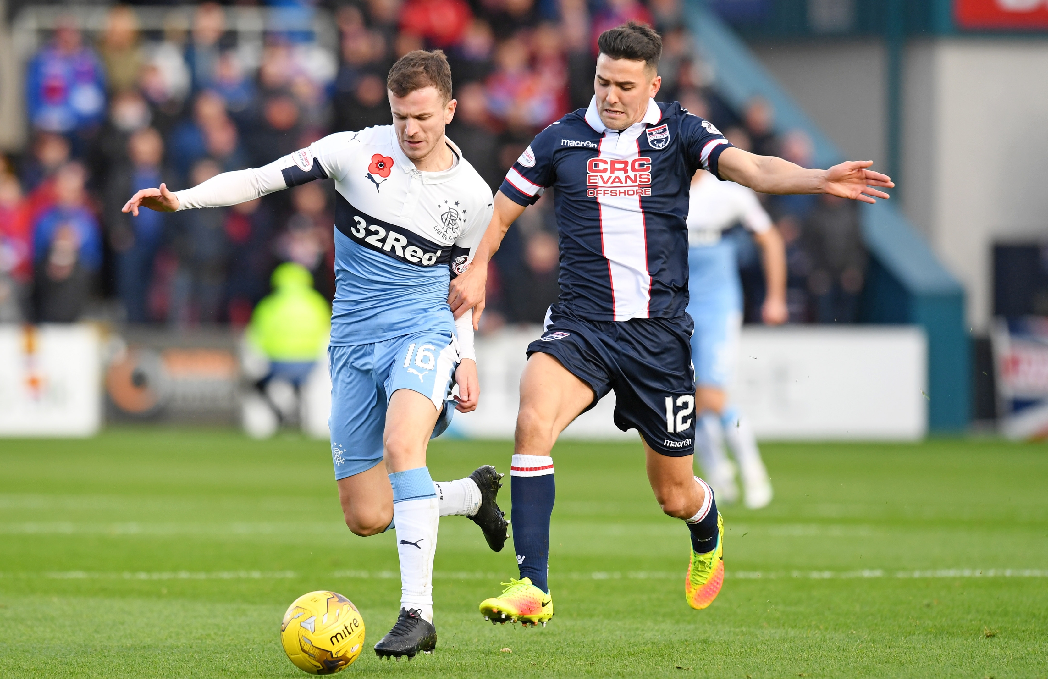 Ross County midfielder Tim Chow was sent off.