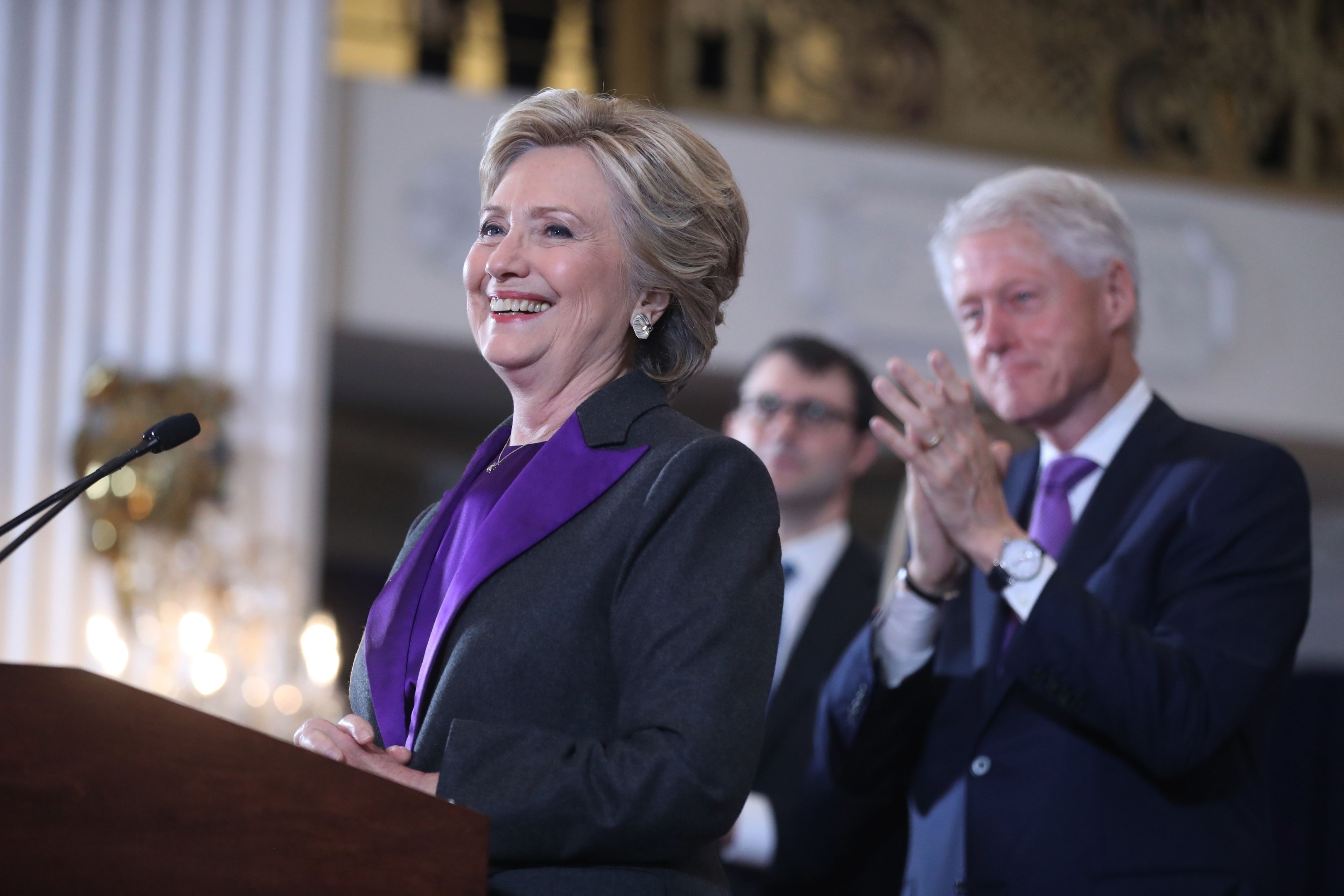 Democratic presidential candidate Hillary Clinton speaks in New York,