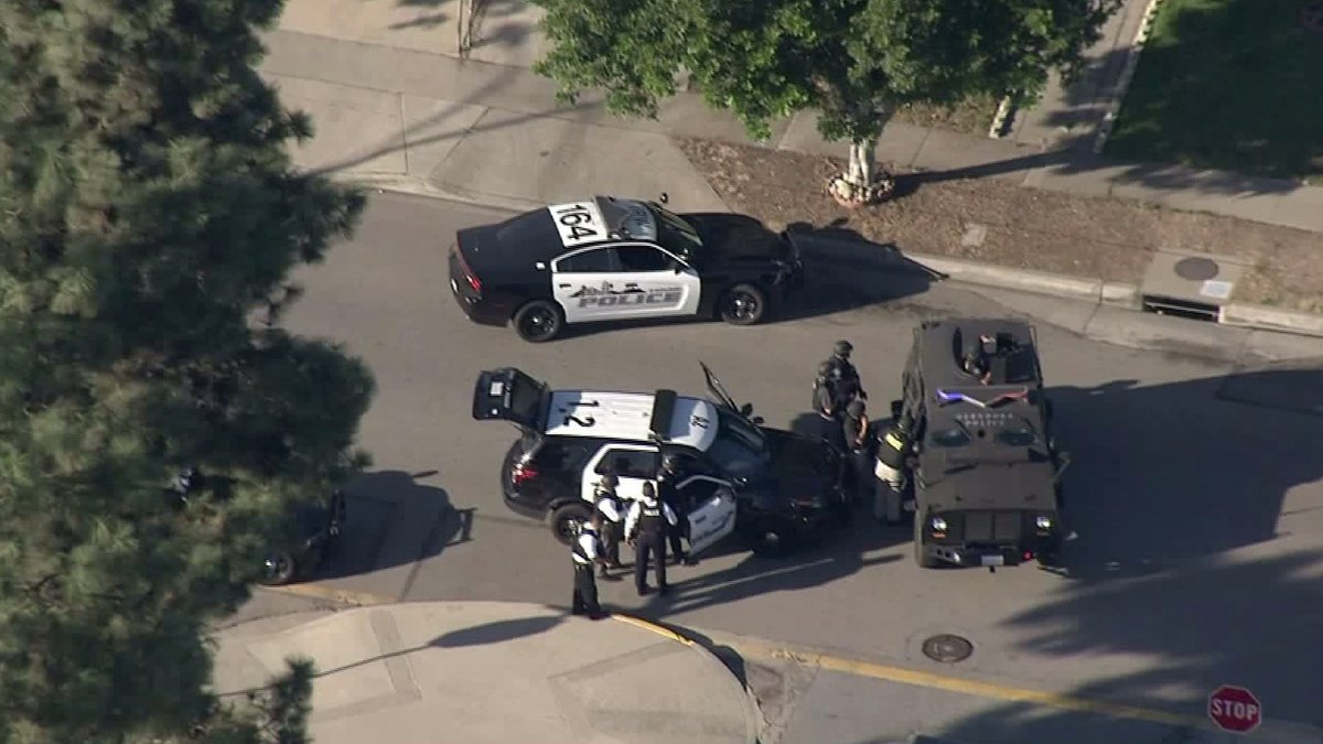 Police at the scene of the incident in Azusa, California