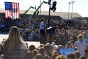 Barack Obama campaigns for Hillary Clinton at the University of Michigan in Ann Arbor.