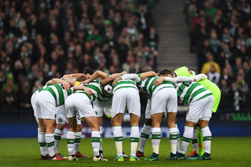 The Celtic team huddle
